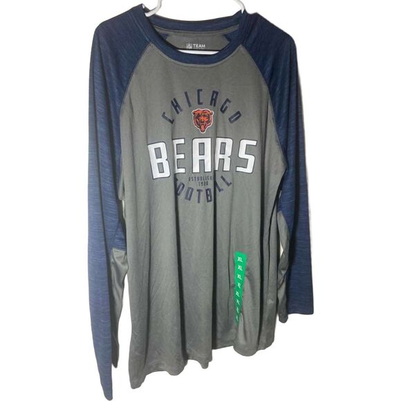 Chicago Bears NFL Mens Gray Navy Long Sleeve Shirt Tee Size XL Performance NWT - Picture 7 of 7